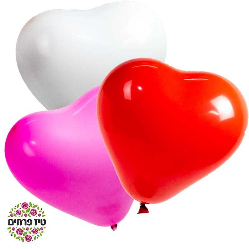 בלון הליום לב ורוד אדום לבן פרחים באר שבע