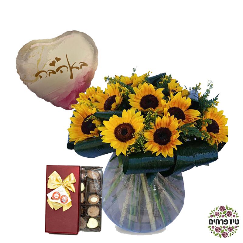 זר פרחים אהבה בכפר בלון ושוקולד בלגי טיז חנות פרחים באר שבע